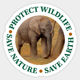 Wildlife Conservation Earth Day Elephant Calf Sticker